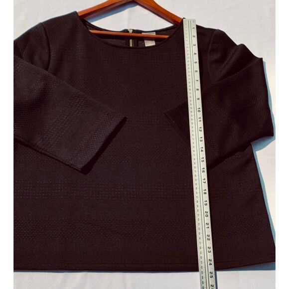 CHICO’S Women’s Black Blouse w/3/4 Length Sleeve Exposed Back Zipper Chico Size2 - Picture 7 of 12